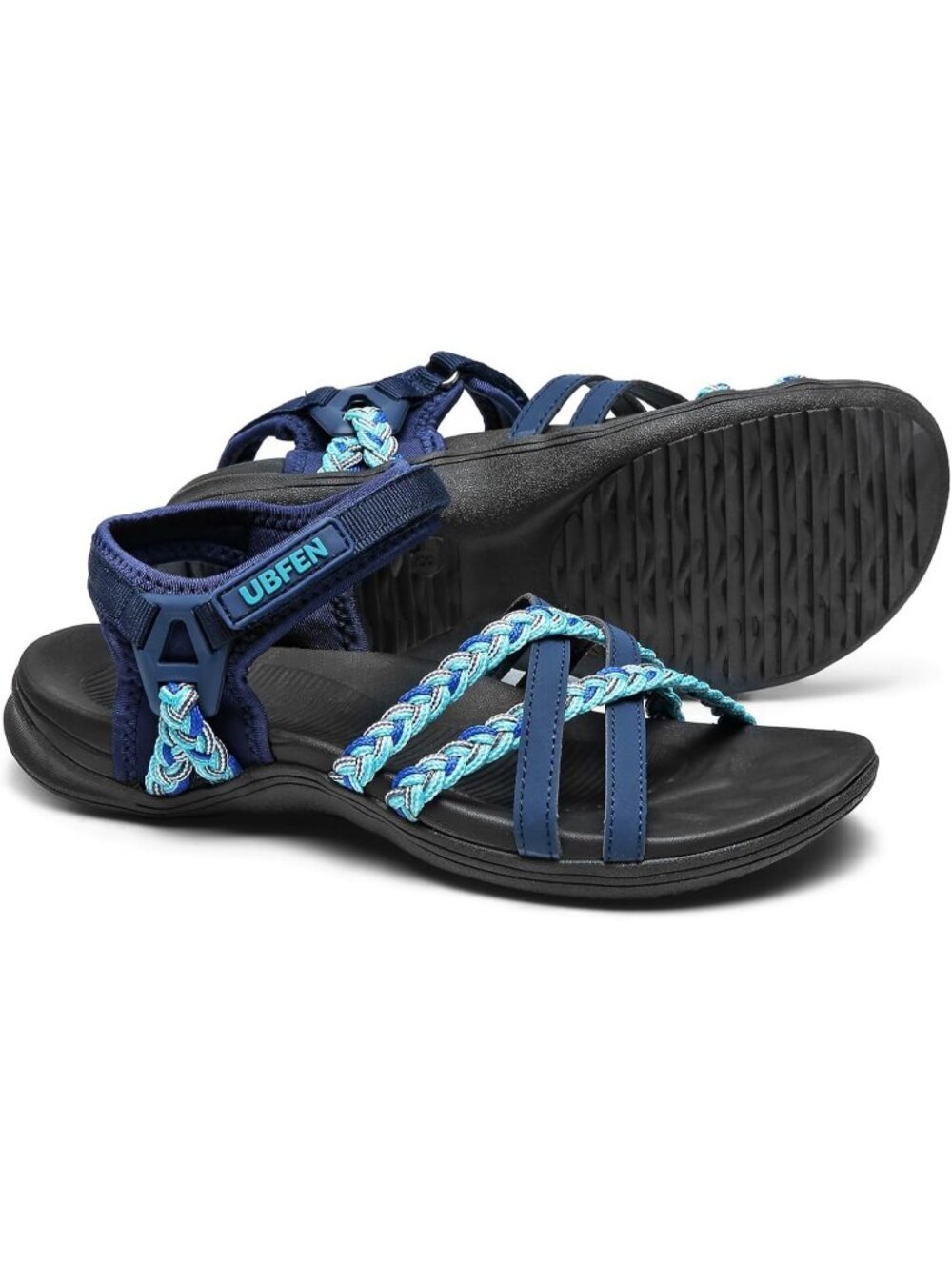 Women's Dark Blue Mint Adjustable Arch Support Hiking Comfort Sport Sandal Shoes
